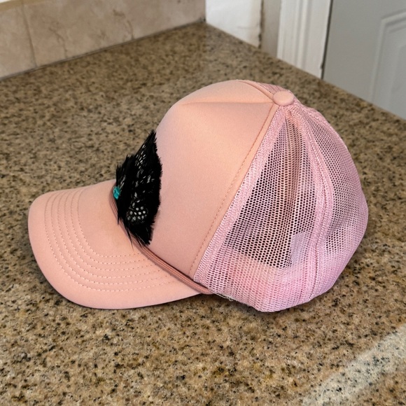 Little Bird Trucking Cadillac Feather Hat Pink Black Turquoise Trucker Hat main image 5